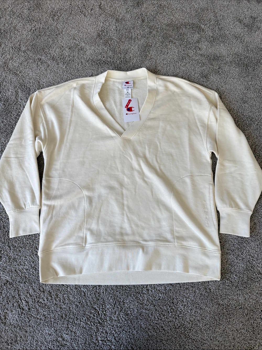 Champion Unisex Cream V-Neck Pullover